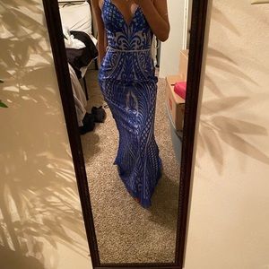 Royal blue corset top prom dress